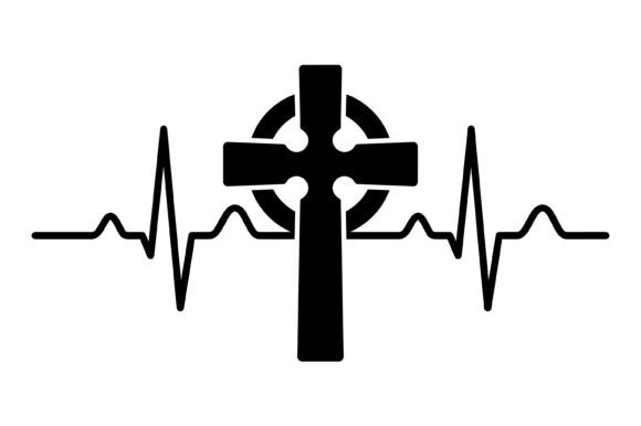 Christian Cross Heartbeat Line T-Shirt Graphics