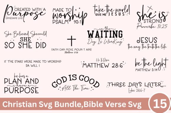 Christian SVG Bundle Bible Verse Graphics for T-Shirt Designs