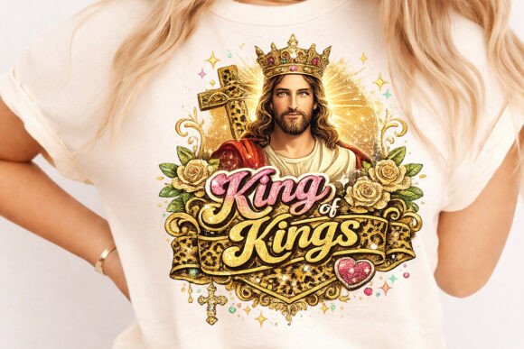 Retro Christian Jesus King of Kings PNG Graphics & T-Shirt Designs