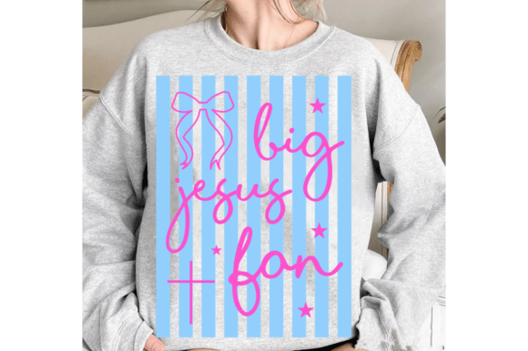 Striped Big Jesus Fan: Christian Graphics for T-Shirt Designs