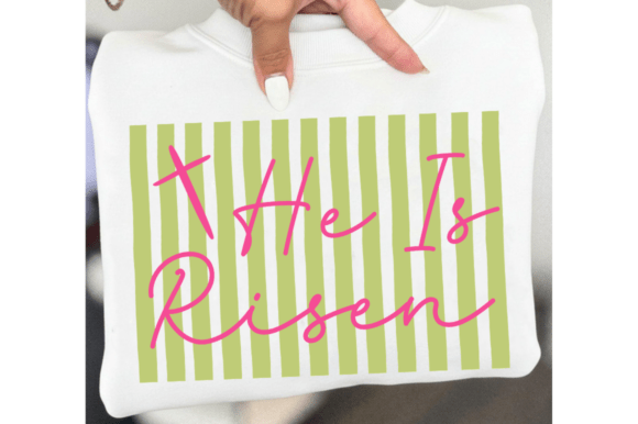 Striped He Is Risen Christian Easter Graphics & T-Shirt Designs